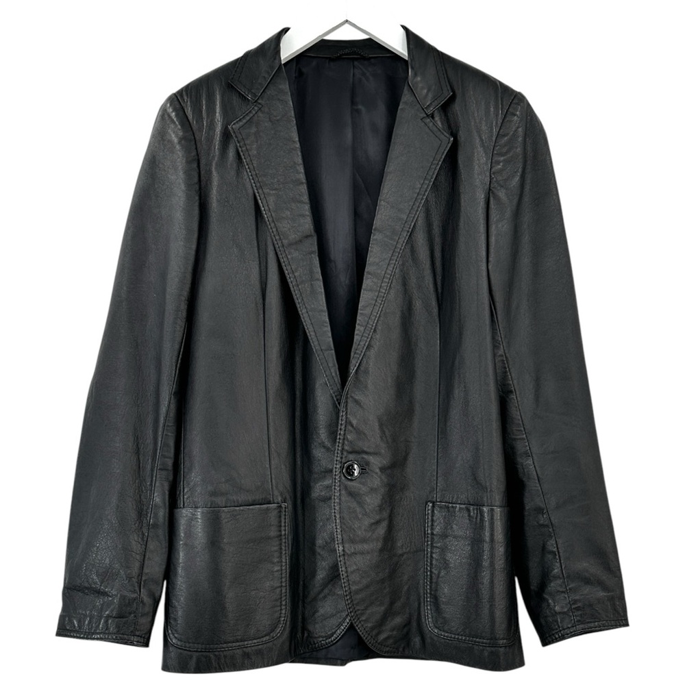 Vintage Black Leather Blazer Style Jacket Coat sz N/A